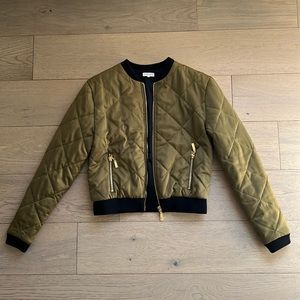 'BOOT CAMP' KHAKI SATIN BOMBER JACKET